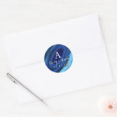 Sticker Rond Monogramme Mariage d'âge bleu (Enveloppe)