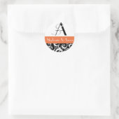 Sticker Rond Monogramme mariage damassé en noir et orange (Sac)