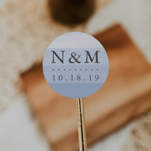 Sticker Rond Monogramme Mariage d'aquarelle Dip Dye