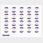 Sticker Rond Monogramme Mariage d'argent violet floral enchant (Feuille)