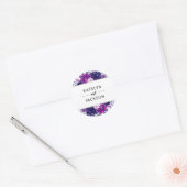 Sticker Rond Monogramme Mariage d'argent violet floral enchant (Enveloppe)