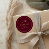 Sticker Rond Monogramme Mariage de Bourgogne moderne Merci