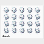 Sticker Rond Monogramme Mariage de crabe bleu (Feuille)