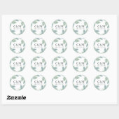Sticker Rond Monogramme Mariage de feuillage tropical (Feuille)
