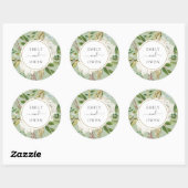 Sticker Rond Monogramme Mariage de fleurs dorées Floral (Feuille)