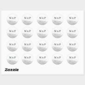 Sticker Rond Monogramme Mariage de fond (Feuille)