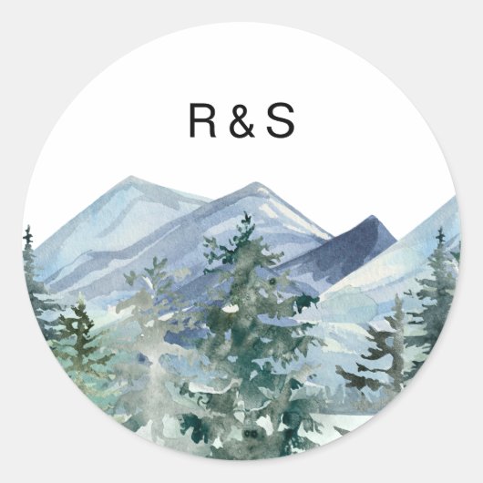 Sticker Rond Monogramme Mariage de forêt sauvage (Devant)