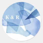 Sticker Rond Monogramme Mariage de formes d'aquarelle élégante (Devant)
