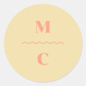 Sticker Rond Monogramme Mariage de la crosse rétro (Devant)