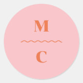 Sticker Rond Monogramme Mariage de la crosse rétro (Devant)