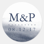 Sticker Rond Monogramme Mariage de marées navales (Devant)
