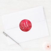 Sticker Rond Monogramme Mariage de neige rouge 2 (Enveloppe)