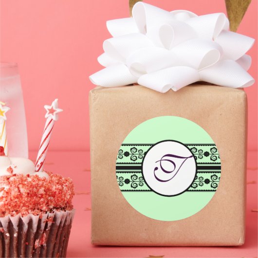 Sticker Rond Monogramme Mariage des bordures (Fête)