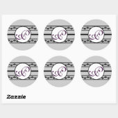 Sticker Rond Monogramme Mariage des bordures (Feuille)