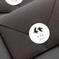 Monogramme Mariage des oiseaux noirs et blancs mod