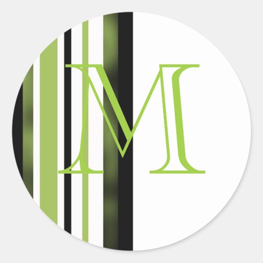 Sticker Rond Monogramme Mariage Designer Vert Blancs (Devant)