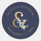 Sticker Rond Monogramme Mariage d'espere florale de luxe (Devant)