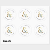 Sticker Rond Monogramme Mariage d'espere florale de luxe (Feuille)