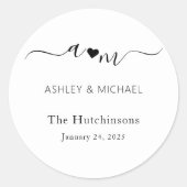 Sticker Rond Monogramme Mariage élégant (Devant)