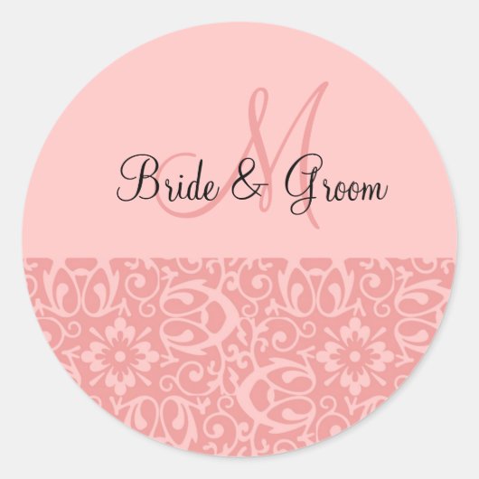 Sticker Rond Monogramme mariage En rose (Devant)