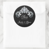 Sticker Rond Monogramme mariage Enregistrer la date Black Silve (Sac)