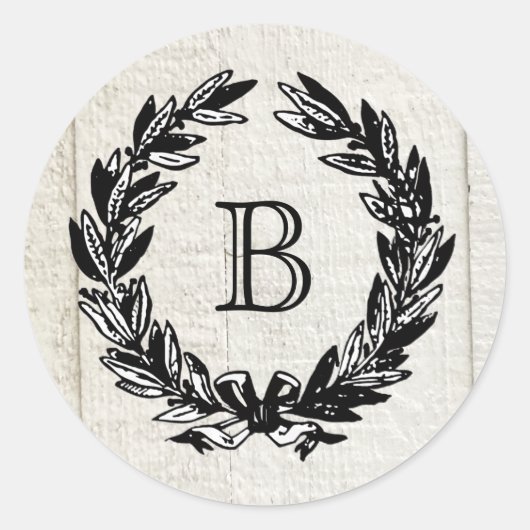 Sticker Rond Monogramme Mariage Famille Crest Emblem Classe Vin (Devant)