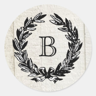 Sticker Rond Monogramme Mariage Famille Crest Emblem Classe Vin