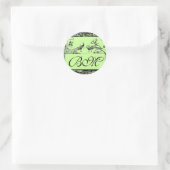 Sticker Rond MONOGRAMME mariage INSÉPARABLES, noir et blanc ver (Sac)