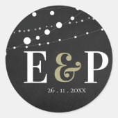 Sticker Rond Monogramme Mariage minimal de chaîne de tableau de (Devant)