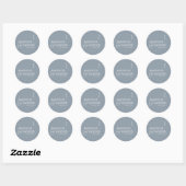 Sticker Rond Monogramme Mariage moderne Dusty Blue Chic Merci (Feuille)