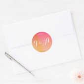 Sticker Rond Monogramme mariage moderne Sunset Ombre (Enveloppe)