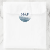 Sticker Rond Monogramme Mariage Ocean Tides (Sac)