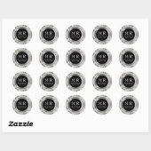 Sticker Rond Monogramme Mariage ou anniversaire (Feuille)