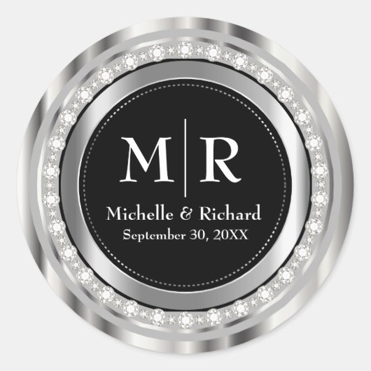 Sticker Rond Monogramme Mariage ou anniversaire (Devant)