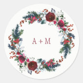 Sticker Rond Monogramme mariage pour les pivoines rousses d'hiv (Devant)