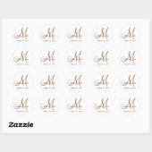 Sticker Rond Monogramme Mariage Première mariée Groom Sceau Bro (Feuille)