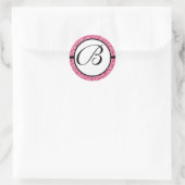 Sticker Rond Monogramme Mariage Raspberry Damask (Sac)