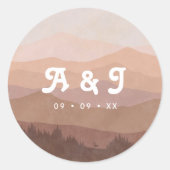 Sticker Rond Monogramme Mariage rose des monts Retro et des for (Devant)