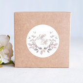 Sticker Rond Monogramme Mariage rose vierge personnalisé