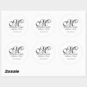 Sticker Rond Monogramme mariage simple n'importe quel autocolla (Feuille)