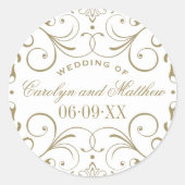 Sticker Rond Monogramme Mariage vintage d'or (Devant)