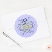 Sticker Rond Monogramme Mariage Vow Heart (Enveloppe)