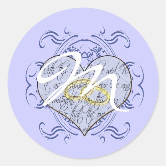 Sticker Rond Monogramme Mariage Vow Heart (Devant)