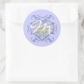 Sticker Rond Monogramme Mariage Vow Heart (Sac)