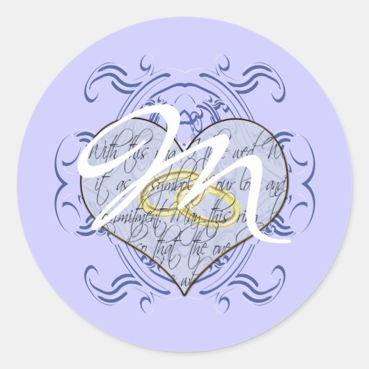Sticker Rond Monogramme Mariage Vow Heart (Devant)