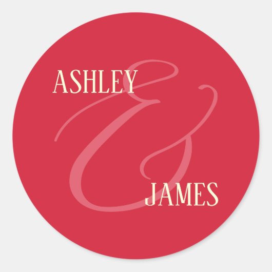 Sticker Rond Monogramme Mariage Whimsy Red Ampersand (Devant)