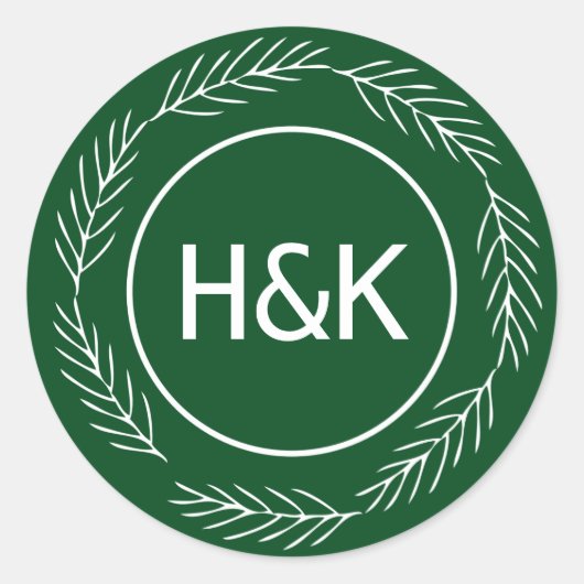 Sticker Rond Monogramme Mariage Wreath (Devant)