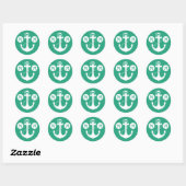 Sticker Rond Monogramme marin vert (Feuille)