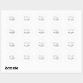 Sticker Rond Monogramme marron bleu turquoise année simple mini (Feuille)