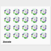 Sticker Rond Monogramme Matin Gloire Fleurs violettes (Feuille)